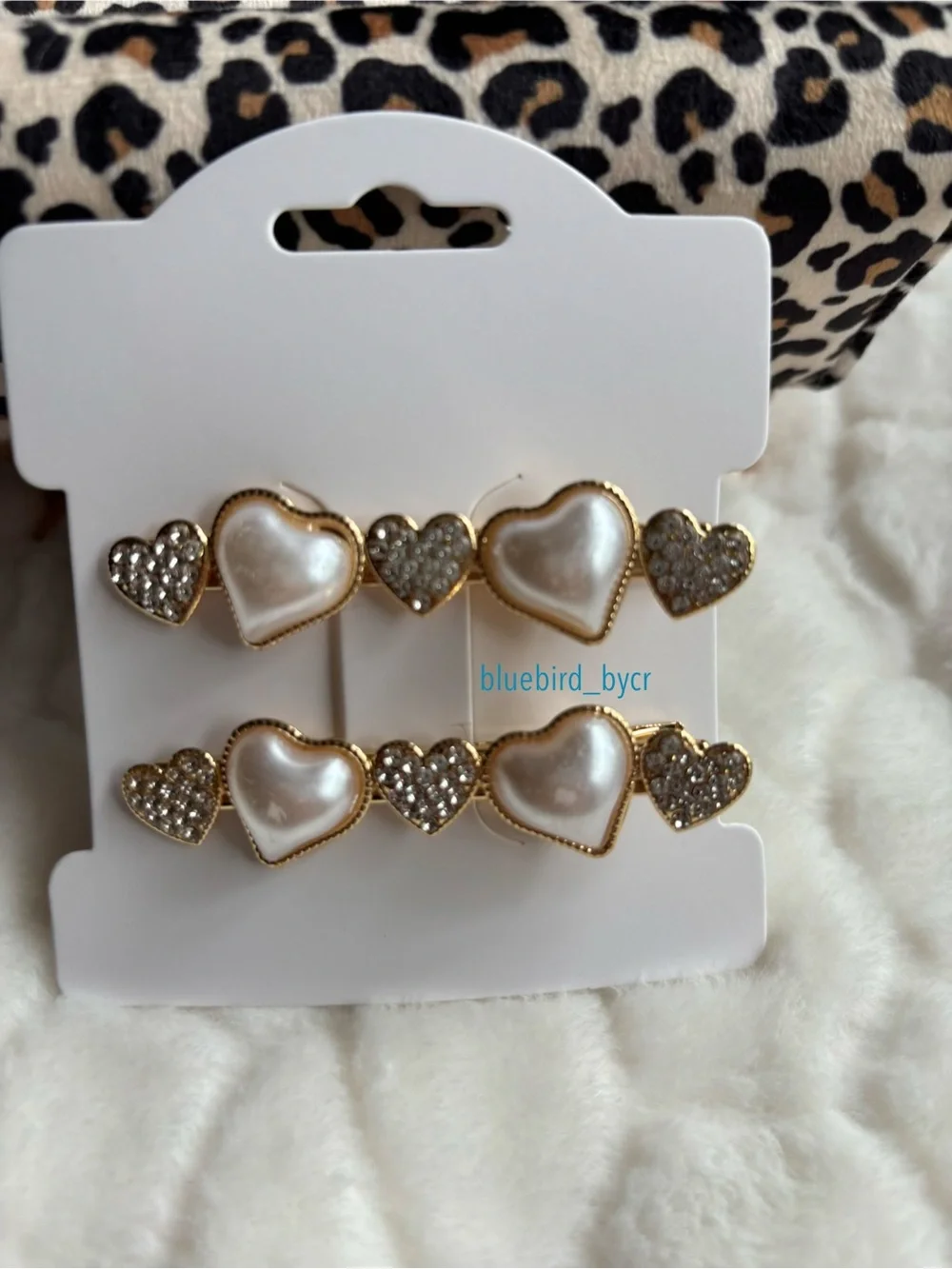 Gold-Tone Heart Pearl Drop Hair Pin- Pearls Accent